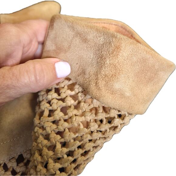 Jeffrey Campbell Handmade Ibiza Last Woven Braided Tan Suede Ankle Wedge Boots 7 - Picture 8 of 10